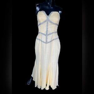 Cassandra Stone Yellow Sequin Strapless Dress